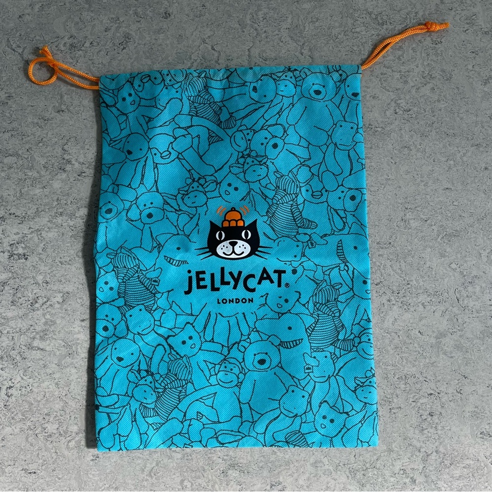 Jellycat Turquoise Bag with Orange Drawstring